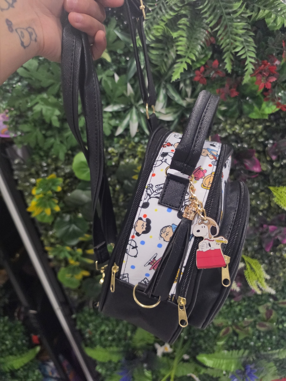 Peanuts Snoopy Black Mini Backpack Bag - Picture 3 of 8